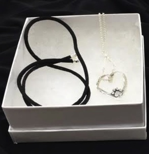 Paws Forever in My Heart Sterling Silver Necklace with Cord and Chain